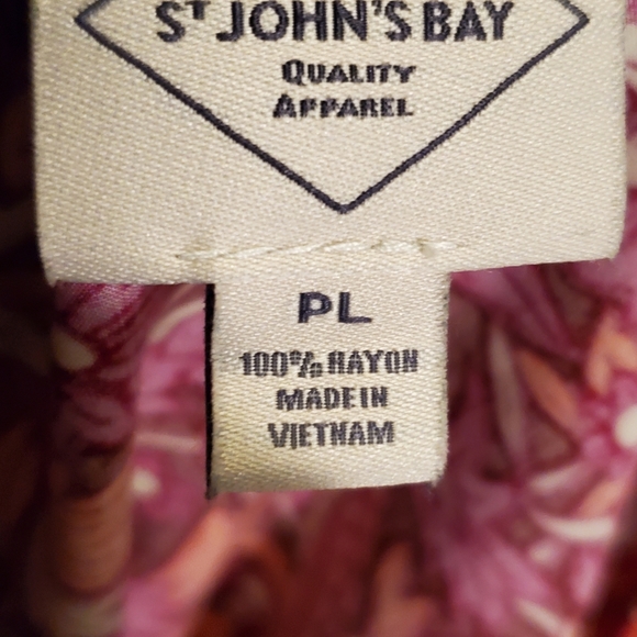 ST.JOHNS BAY BLOUSE, PINK, PURPLE FLORAL, PET LARGE - Picture 6 of 6